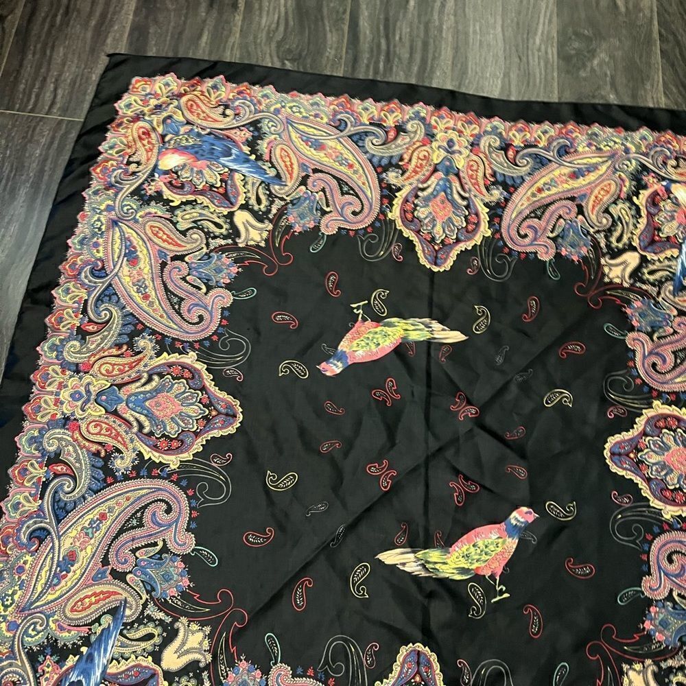 Beautiful vintage Women’s Sunkyung Sa bird Paisley Vtg SILK Scarf‎ - Picture 2 of 8